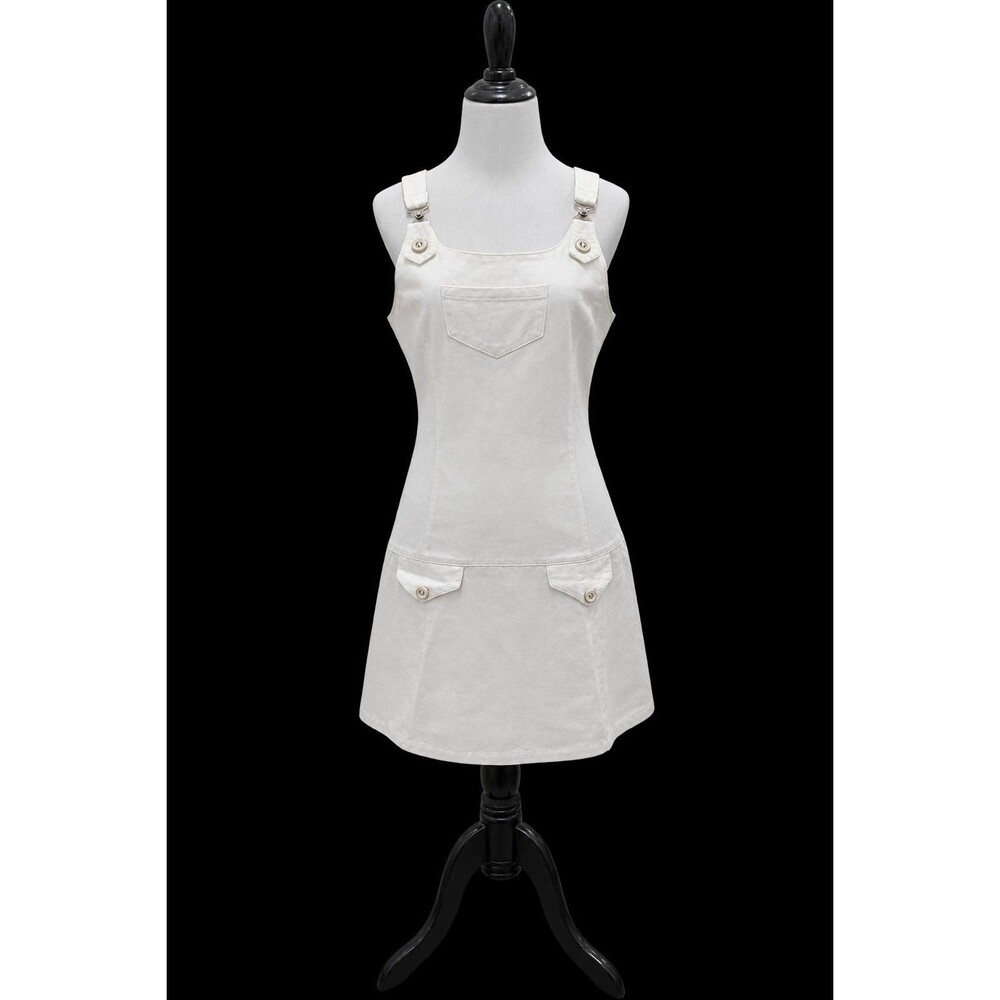 Vintage i.c.u. By Camp David White Cotton Jumper Dress Overall Pinafore Medium